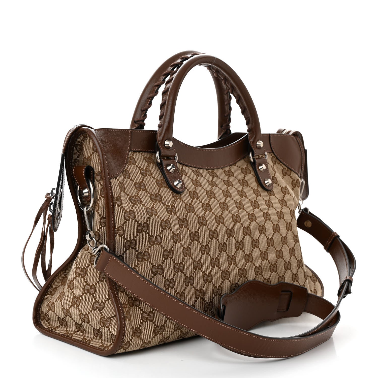 Balenciaga X GUCCI GG Monogram Azalea Calfskin Neo Classic Silver Hardware Medium City Beige Ebony Brown Sugar 4 of 11