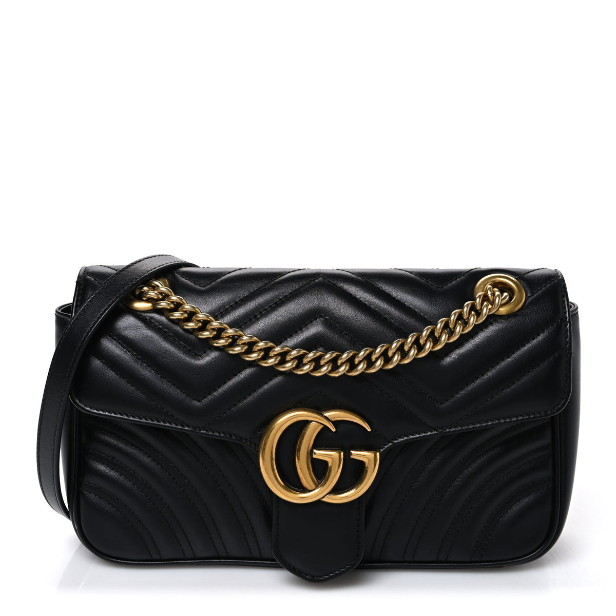 Calfskin Matelasse Small GG Marmont Shoulder Bag Black