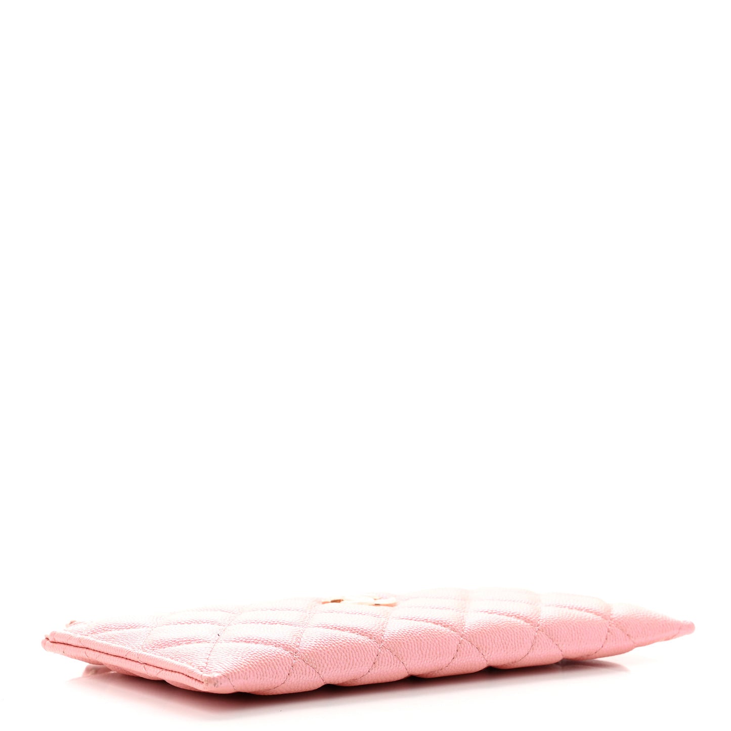 Iridescent Caviar Quilted Classic Zip Pouch Rose Pink