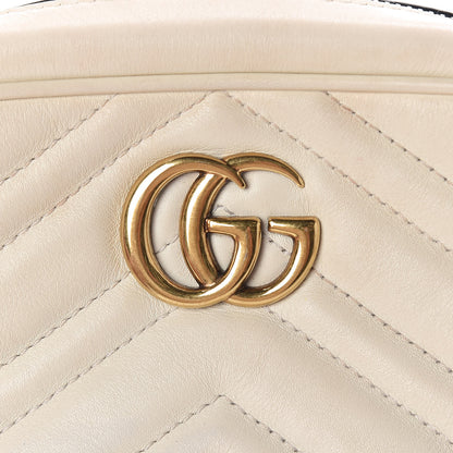 Gucci Calfskin Matelasse Mini GG Marmont Chain Shoulder Bag White 8 of 12