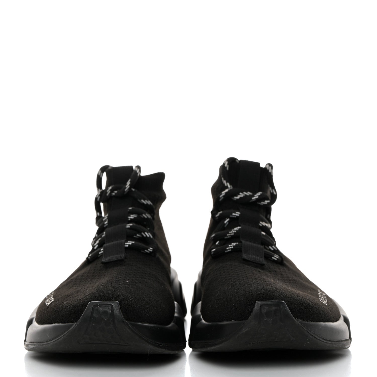 Balenciaga Recycled Knit Bi-Color Sole Womens Speed Lace Up Sneakers 36 Black White 2 of 8
