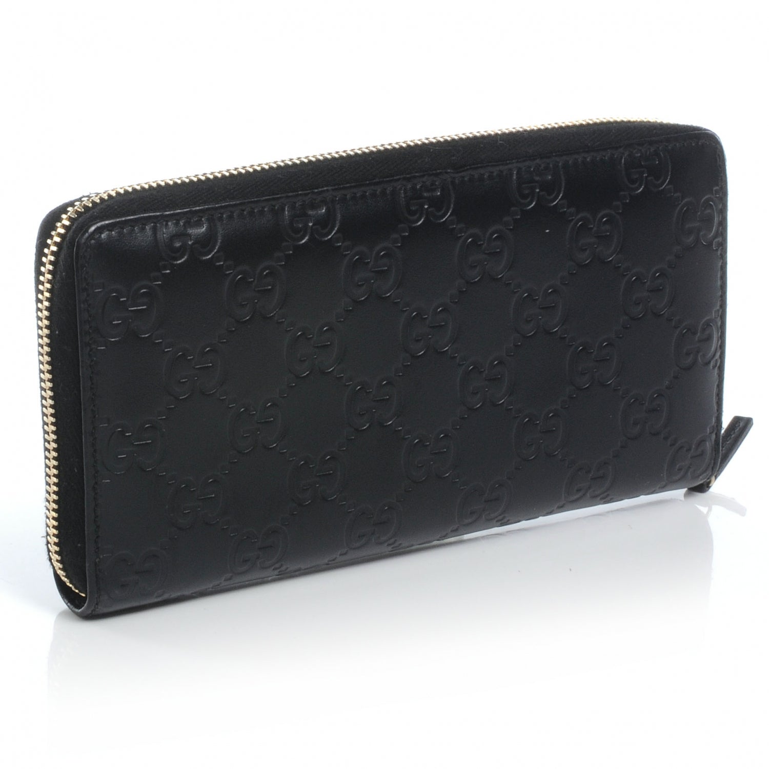 Gucci Guccissima Margaux Calfskin Metal Bar Zip Around Wallet Black 3 of 7