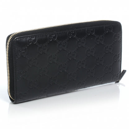 Gucci Guccissima Margaux Calfskin Metal Bar Zip Around Wallet Black 3 of 7