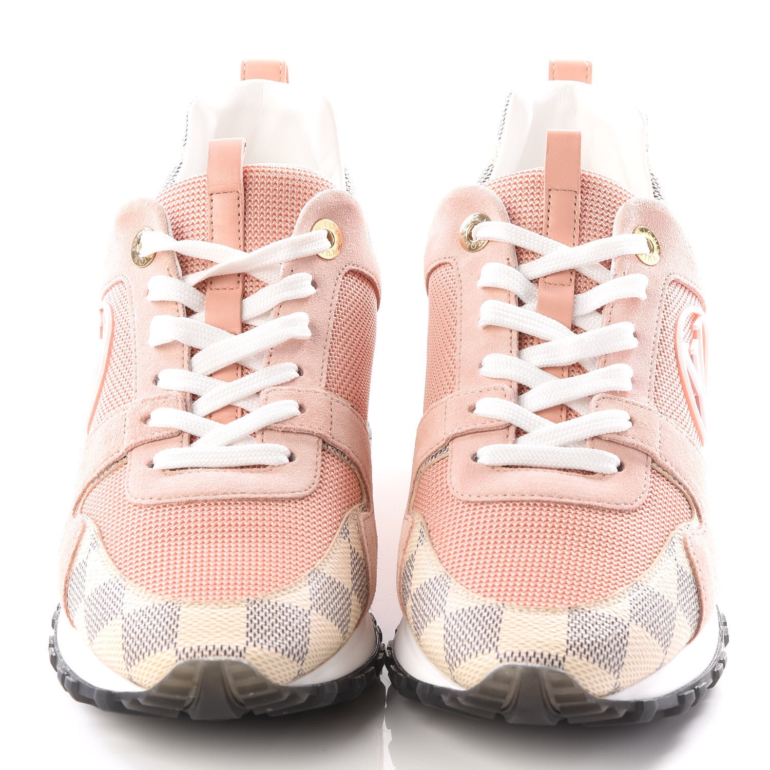 Louis Vuitton Suede Damier Azur Run Away Sneakers 37.5 Pink 3 of 8