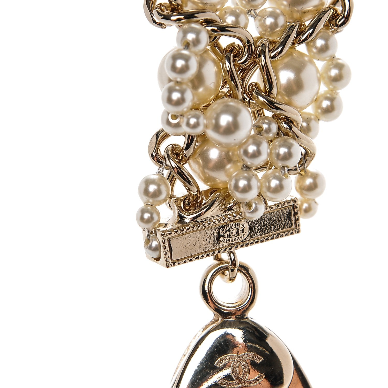 Chanel Pearl Crystal CC Lanyard Necklace Gold 5 of 5