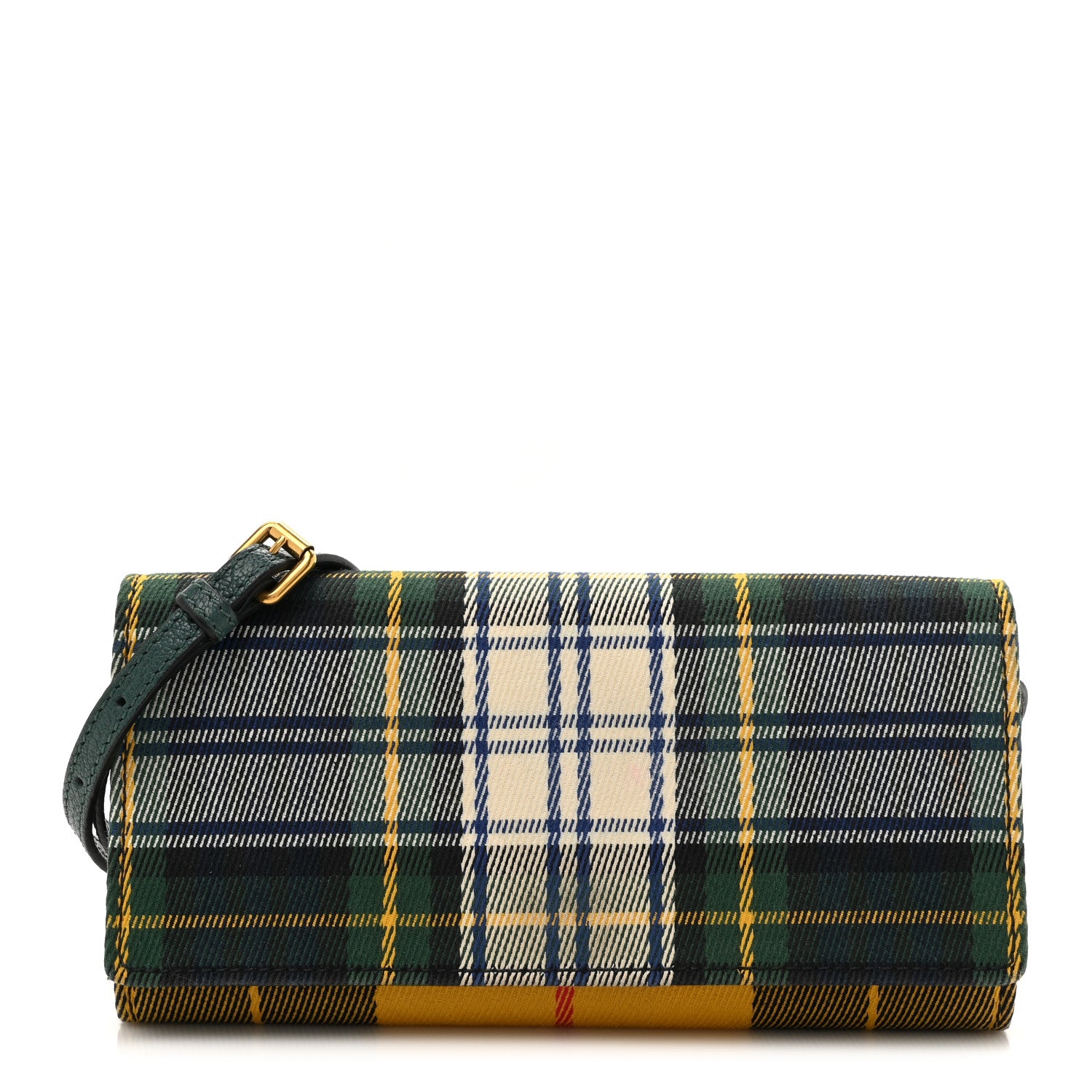 Burberry Canvas Tartan Check Mix Henley Wallet on Chain Green Multicolor 1 of 11