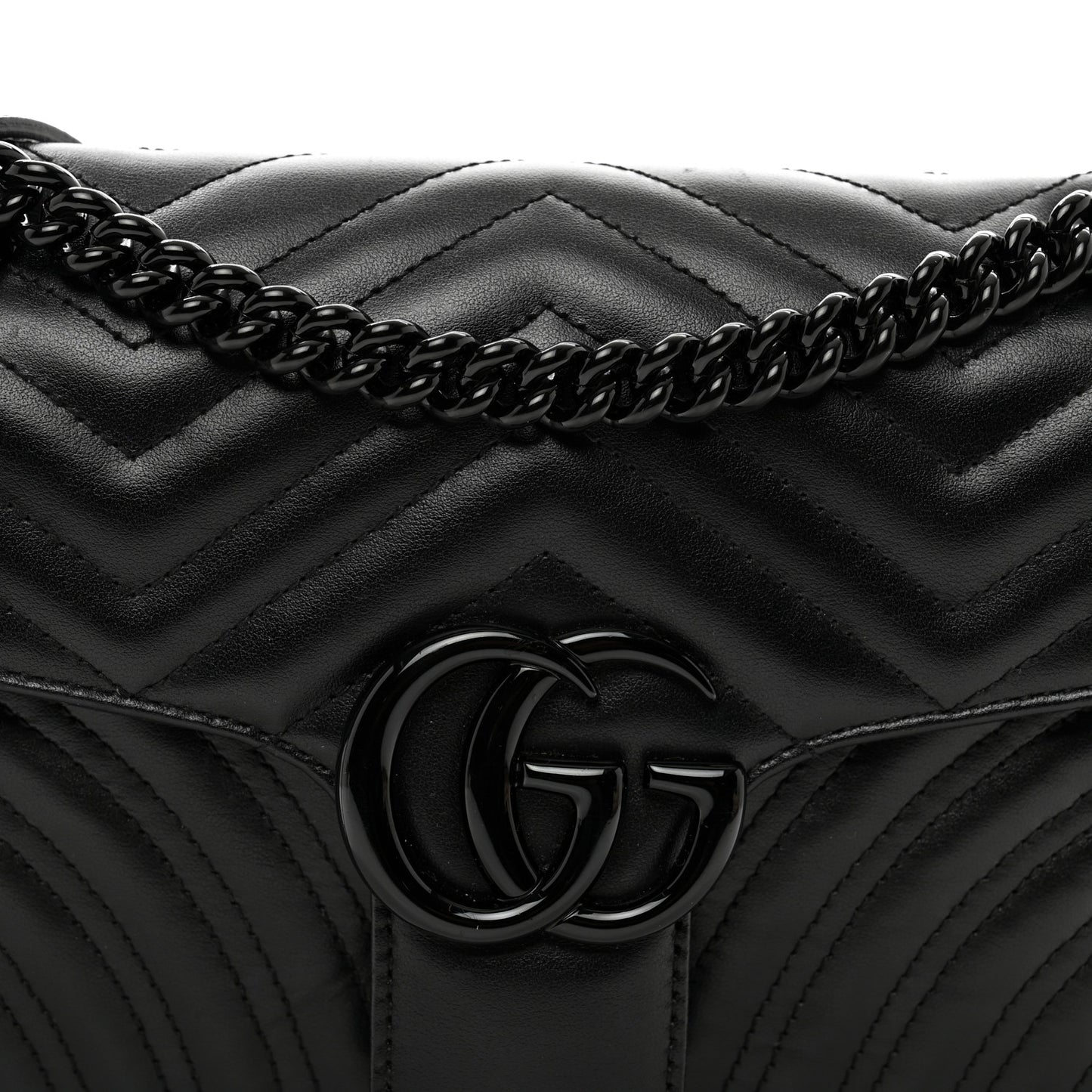 Calfskin Matelasse Monochrome Small GG Marmont Shoulder Bag Black