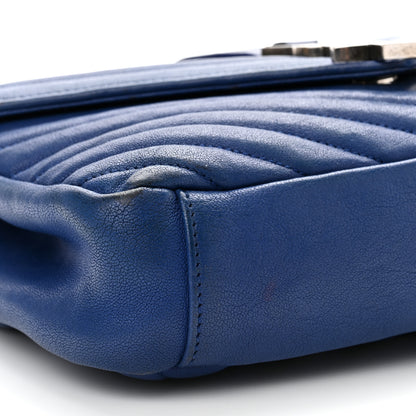 Saint Laurent Sheepskin Matelasse Chevron Monogram Medium College Bag Royal Blue 9 of 11