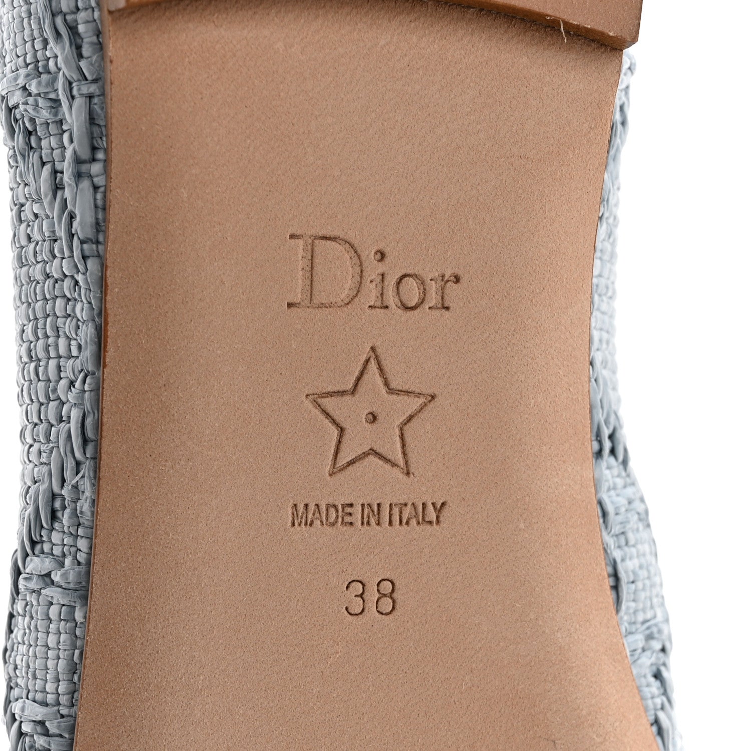 Christian Dior Raffia Cannage Ballet Flat 38 Bleu Pastel 7 of 9