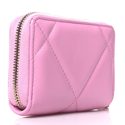 Chanel Lambskin Quilted Chanel 19 Zip Around Coin Purse Wallet Light Pink 3 of 9