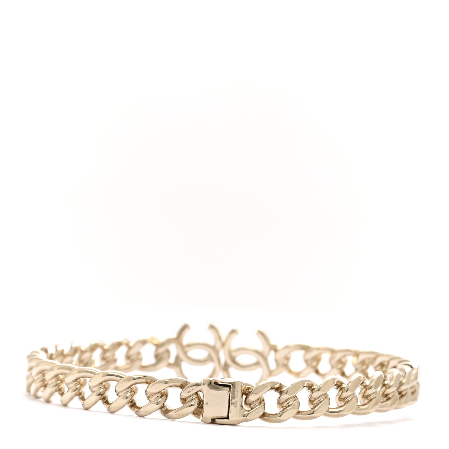 Metal CC Chain Link Choker Necklace L Gold