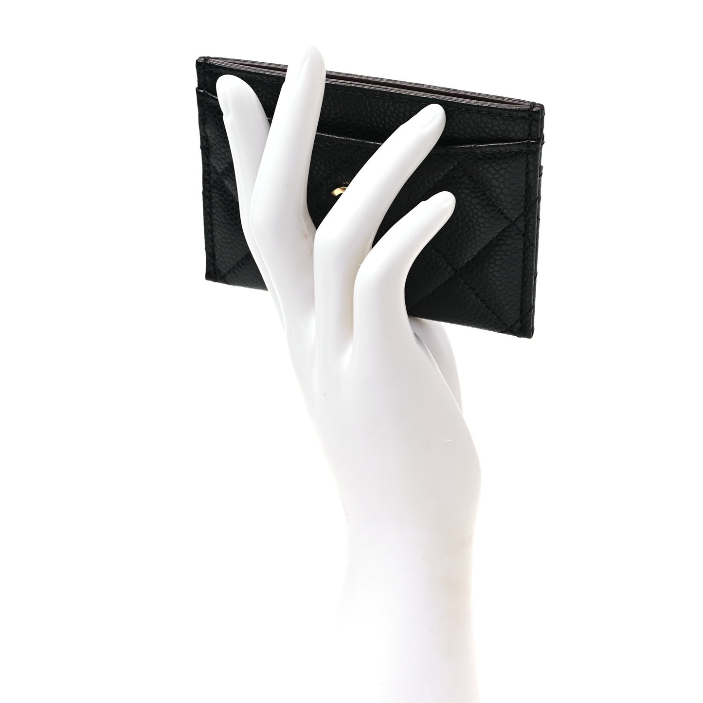 Caviar Quilted Card Holder Black