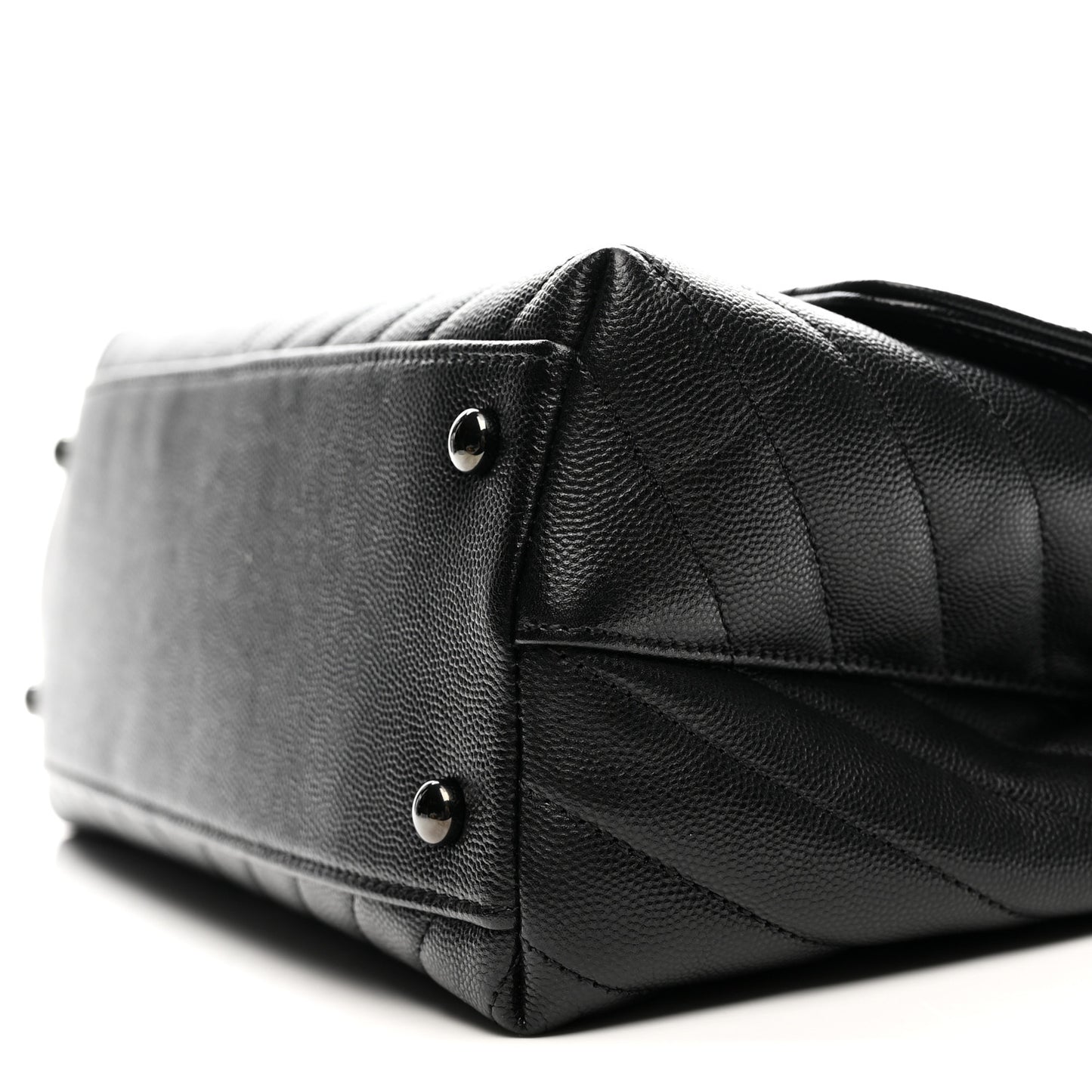 Caviar Chevron Quilted Small Coco Handle Flap So Black