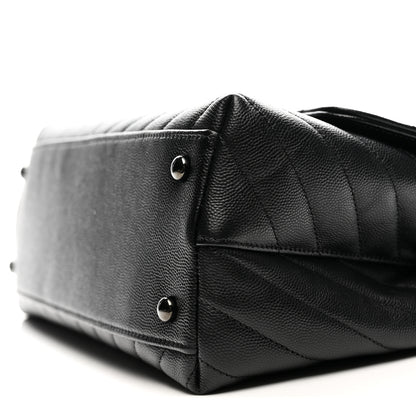 Chanel Caviar Chevron Quilted Small Coco Handle Flap So Black 10 of 13