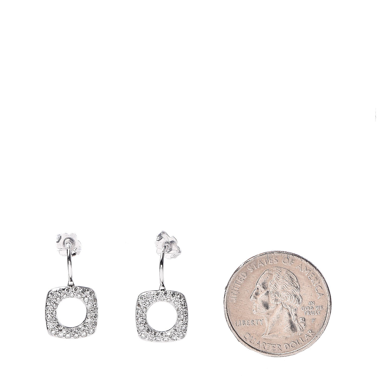 Tiffany 18K White Gold Diamond Cushion Drop Earrings 2 of 5
