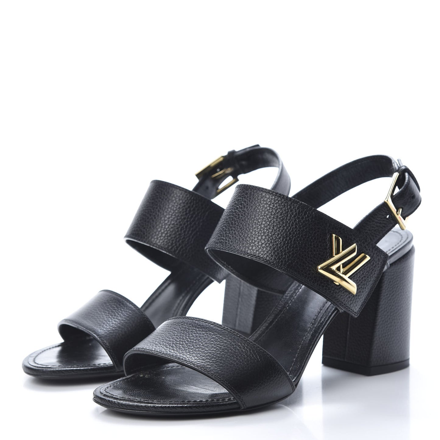 Grained Calfskin Horizon Sandals 40 Black