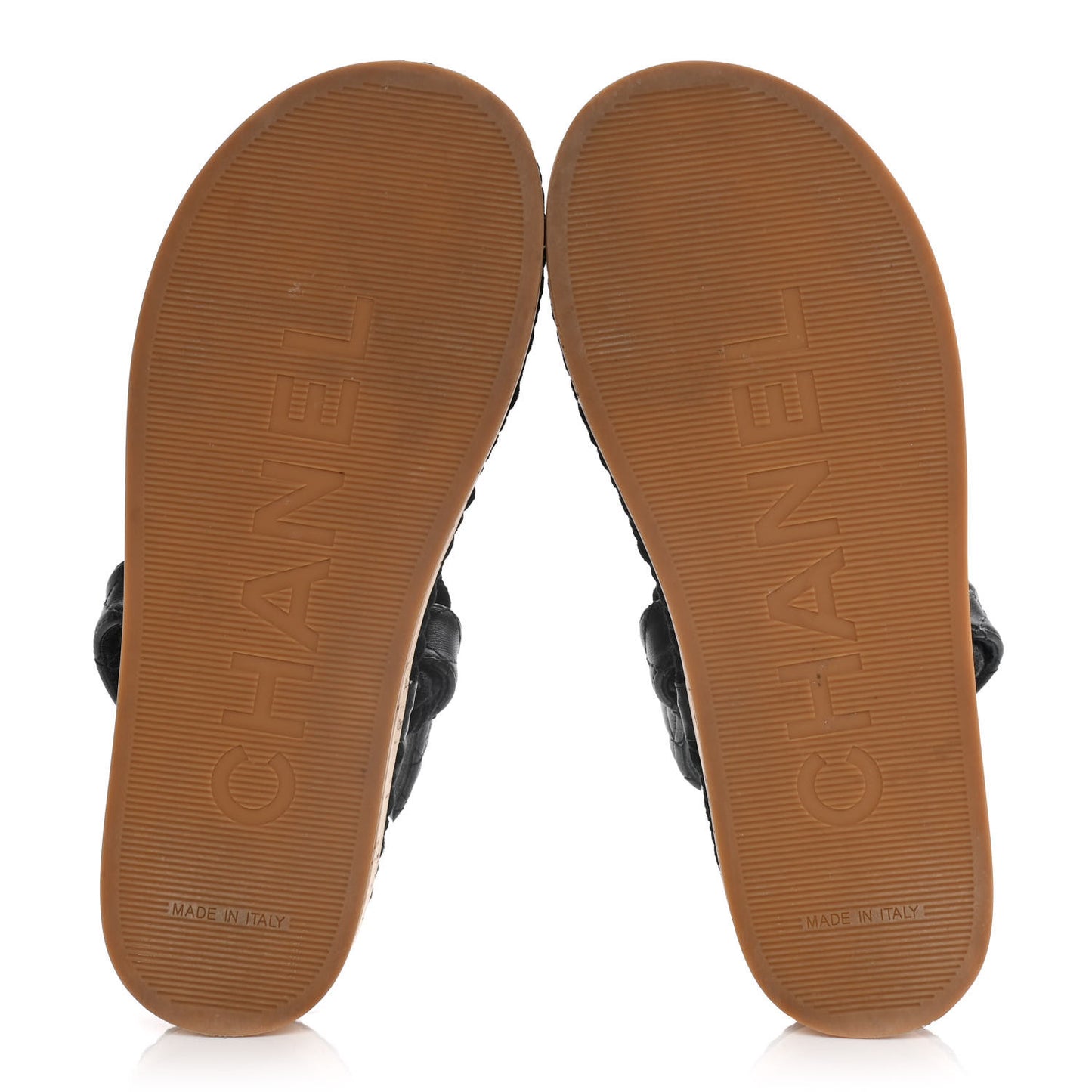Cord Lambskin Quilted Logo Sandals 36 Black
