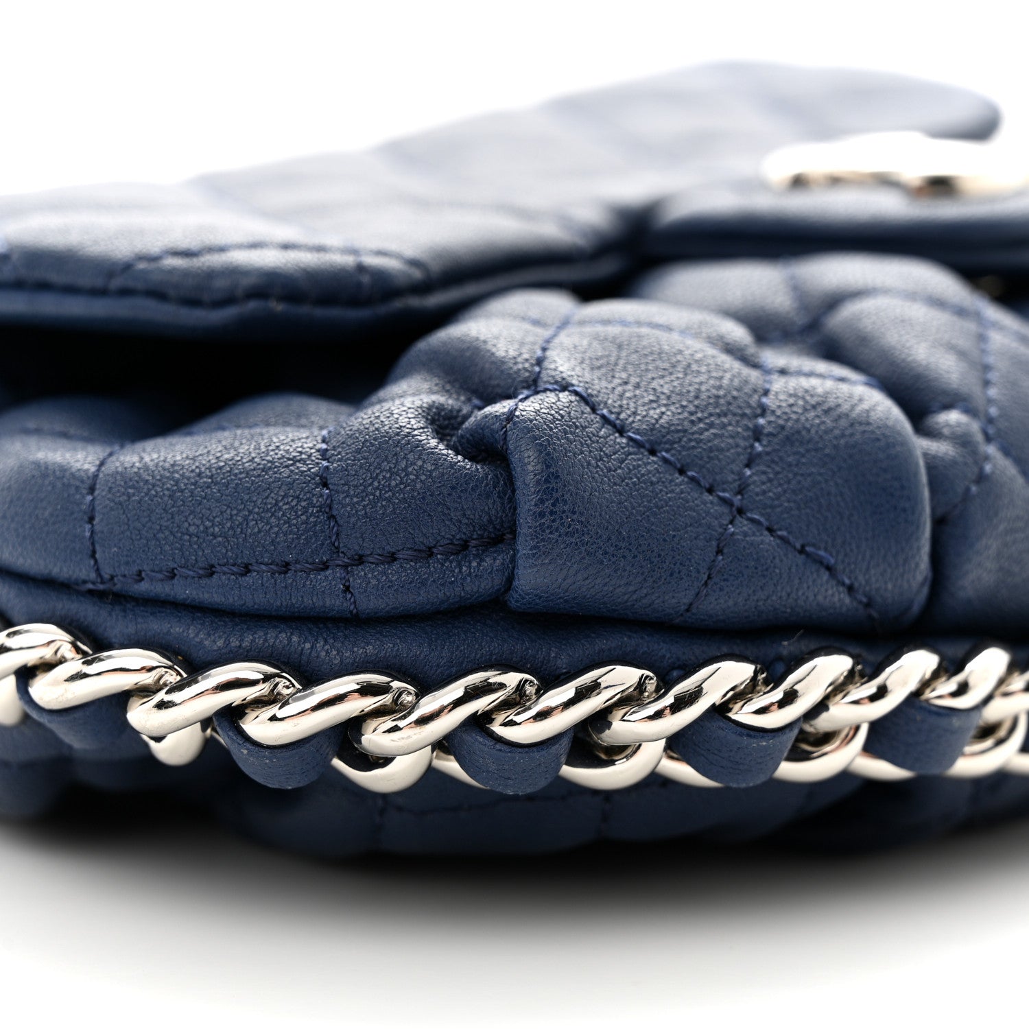 Chanel Washed Lambskin Quilted Mini Chain Around Flap Blue 9 of 12