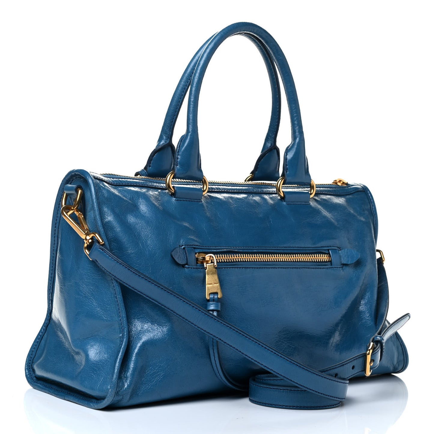 Vitello Shine Zip Tote Oceano