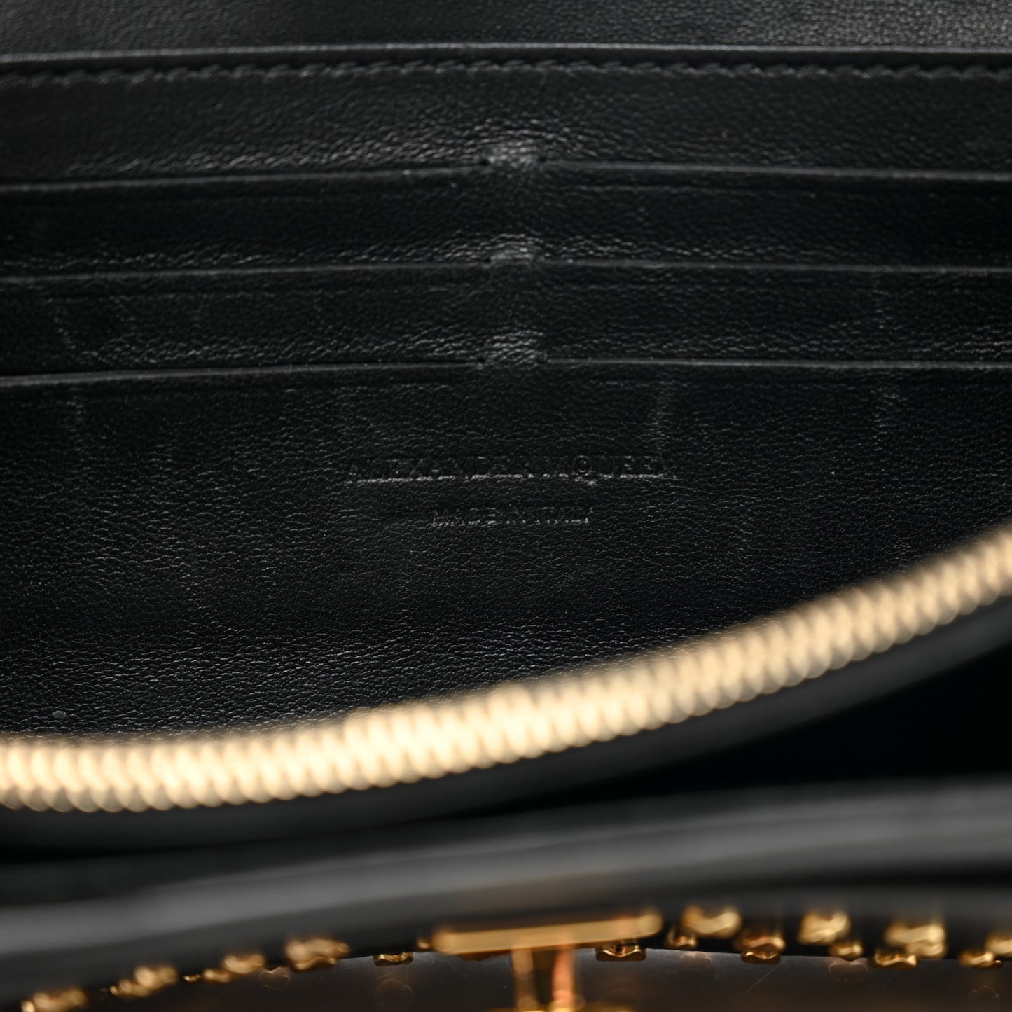 Calfskin Studded Skull Wallet on Chain Black