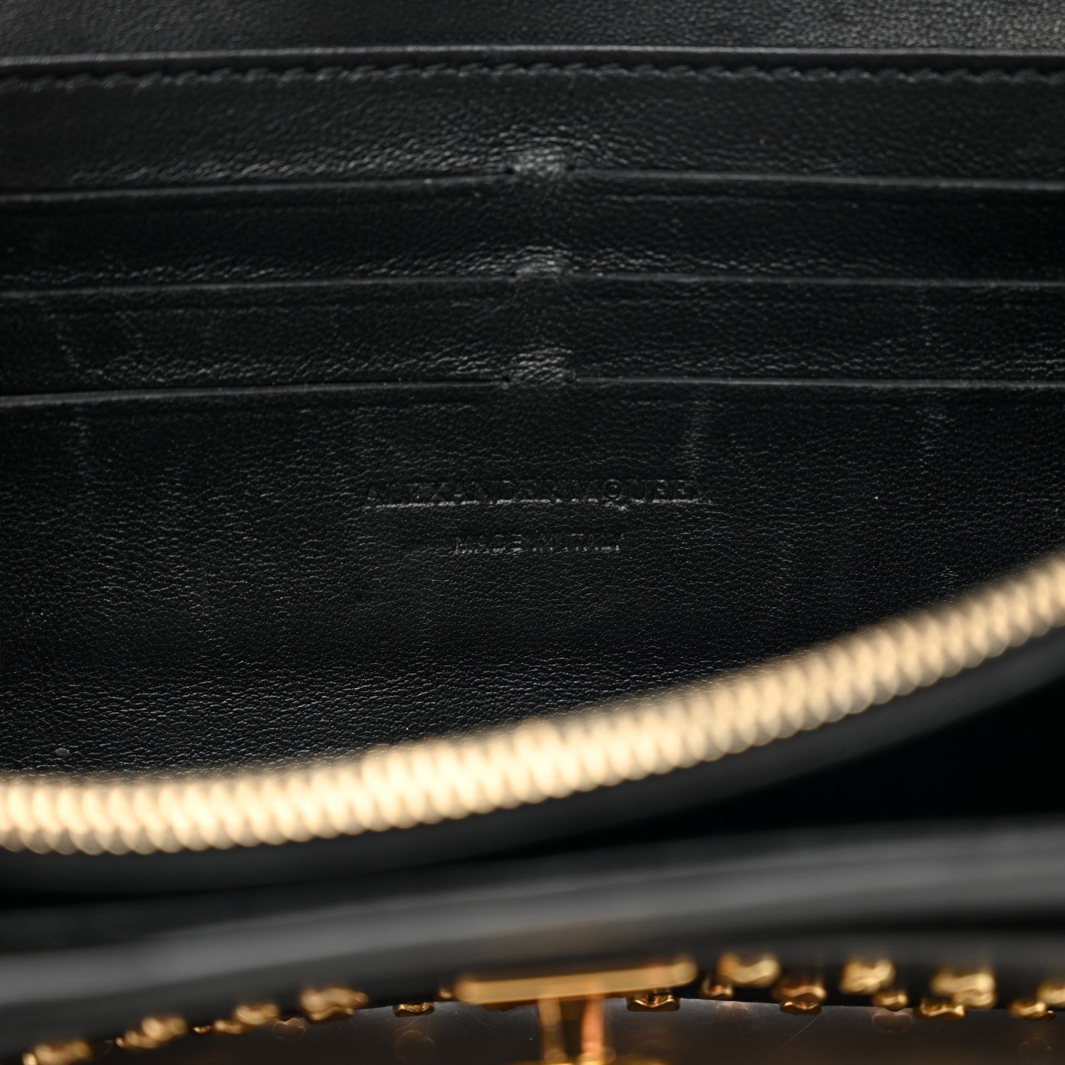 Alexander McQueen Calfskin Studded Skull Wallet on Chain Black 6 of 12