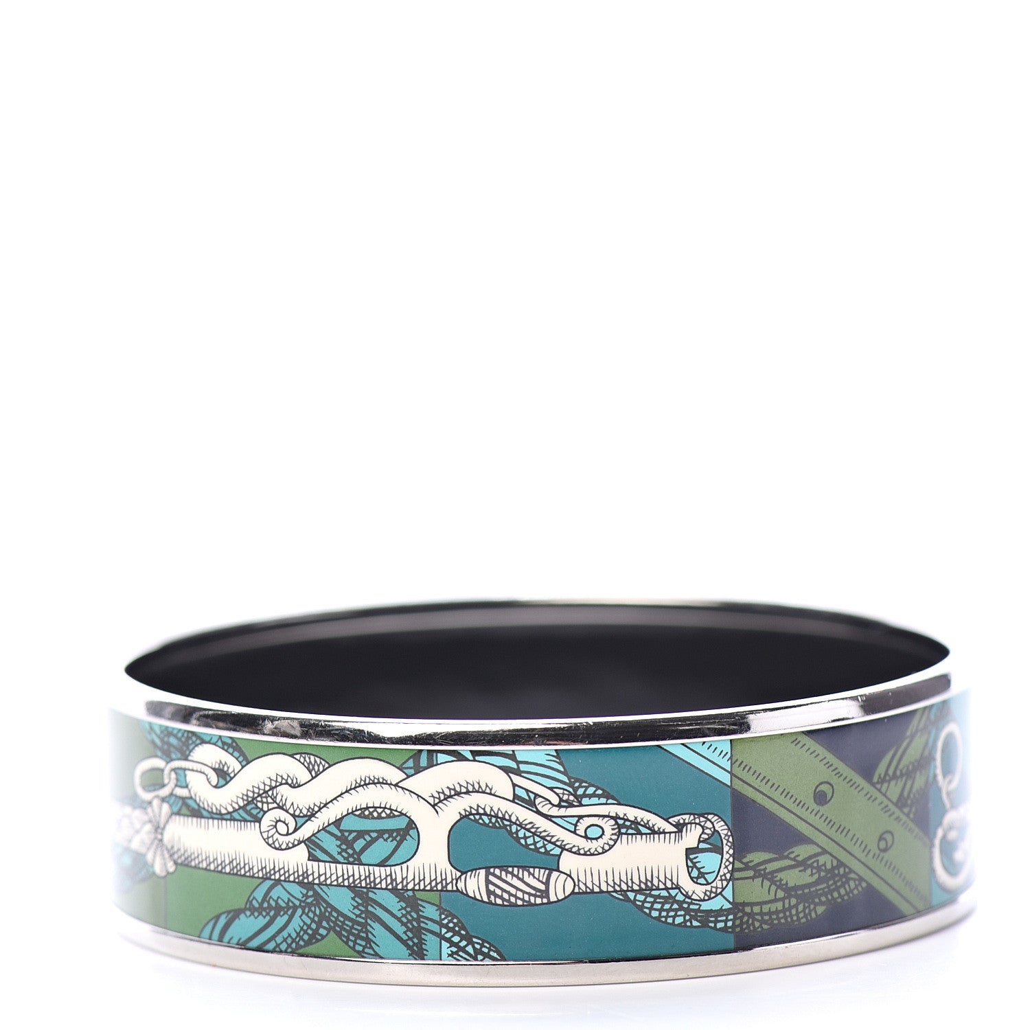 Hermes Enamel Printed Della Cavalleria Wide Bracelet 70 Foret 2 of 4