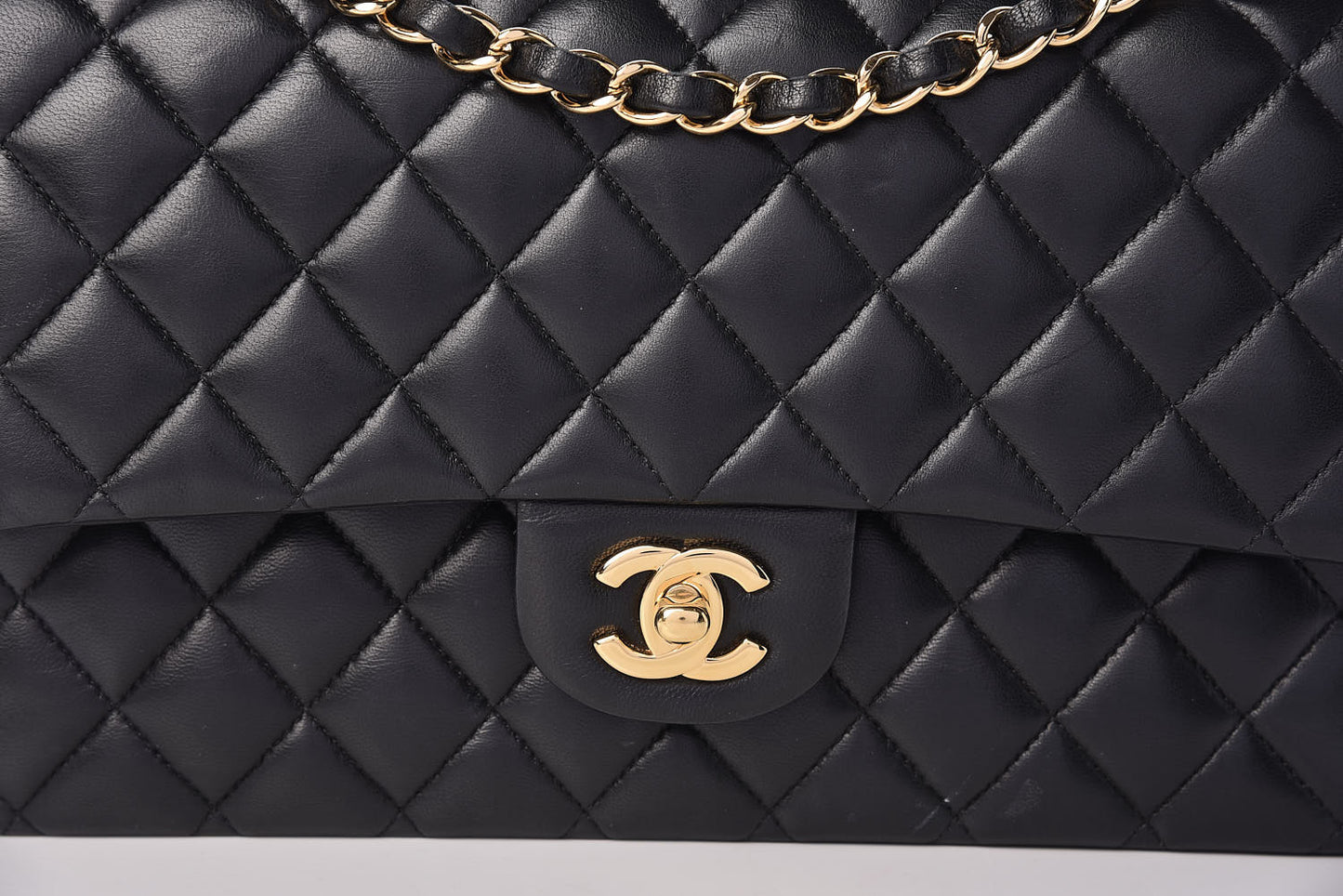 Lambskin Quilted Medium Double Flap Black