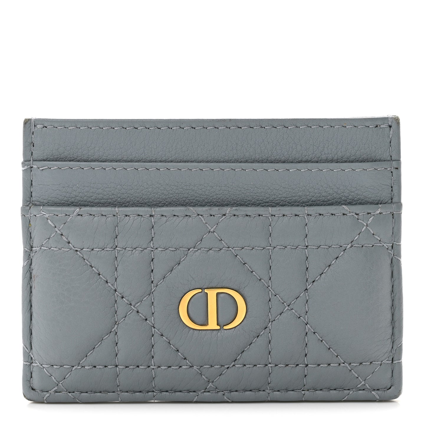 Supple Calfskin Cannage Caro Five-Slot Card Holder Cloud Blue