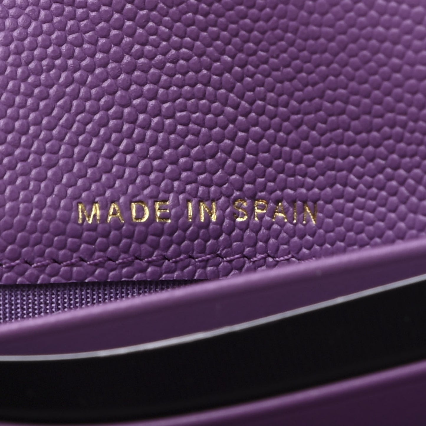 Caviar Quilted Medium Gusset Flap Wallet Purple