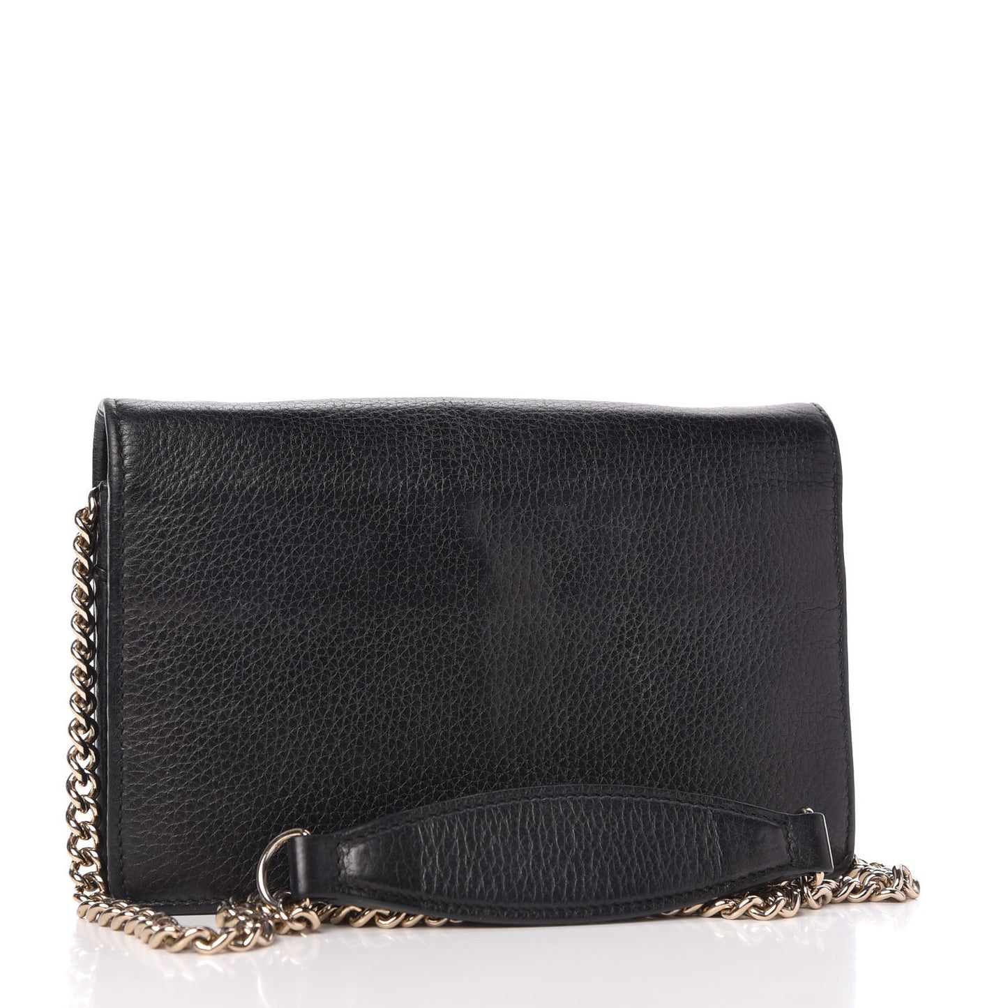 Pebbled Calfskin Soho Wallet on Chain Black