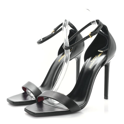 Saint Laurent Calfskin Amber 105 Ankle Strap Sandals 41 Black 3 of 8