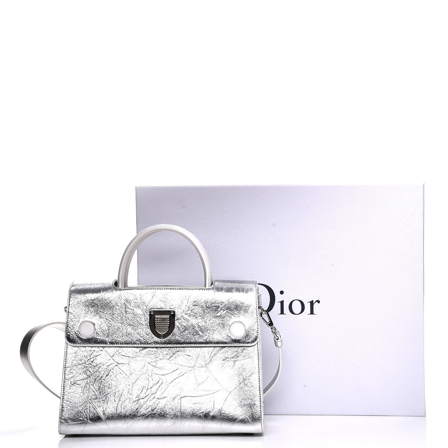 Christian Dior Metallic Calfskin Medium Diorever Flap Silver 12 of 12