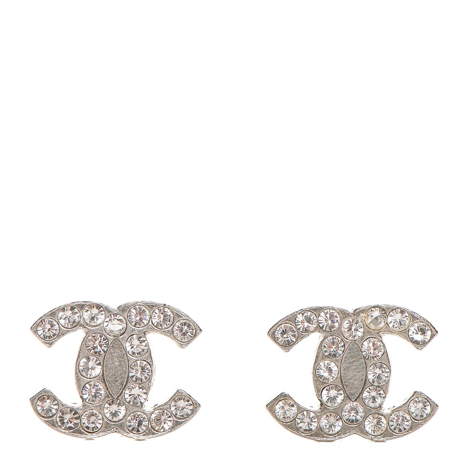 Chanel Crystal Mini Timeless CC Earrings Silver 1 of 4