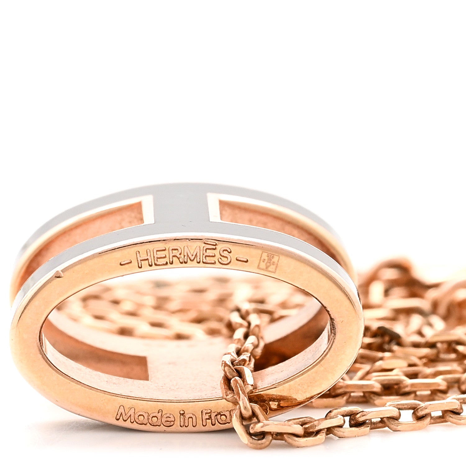 Hermes Lacquered Rose Gold Pop H Pendant Necklace Black 5 of 5
