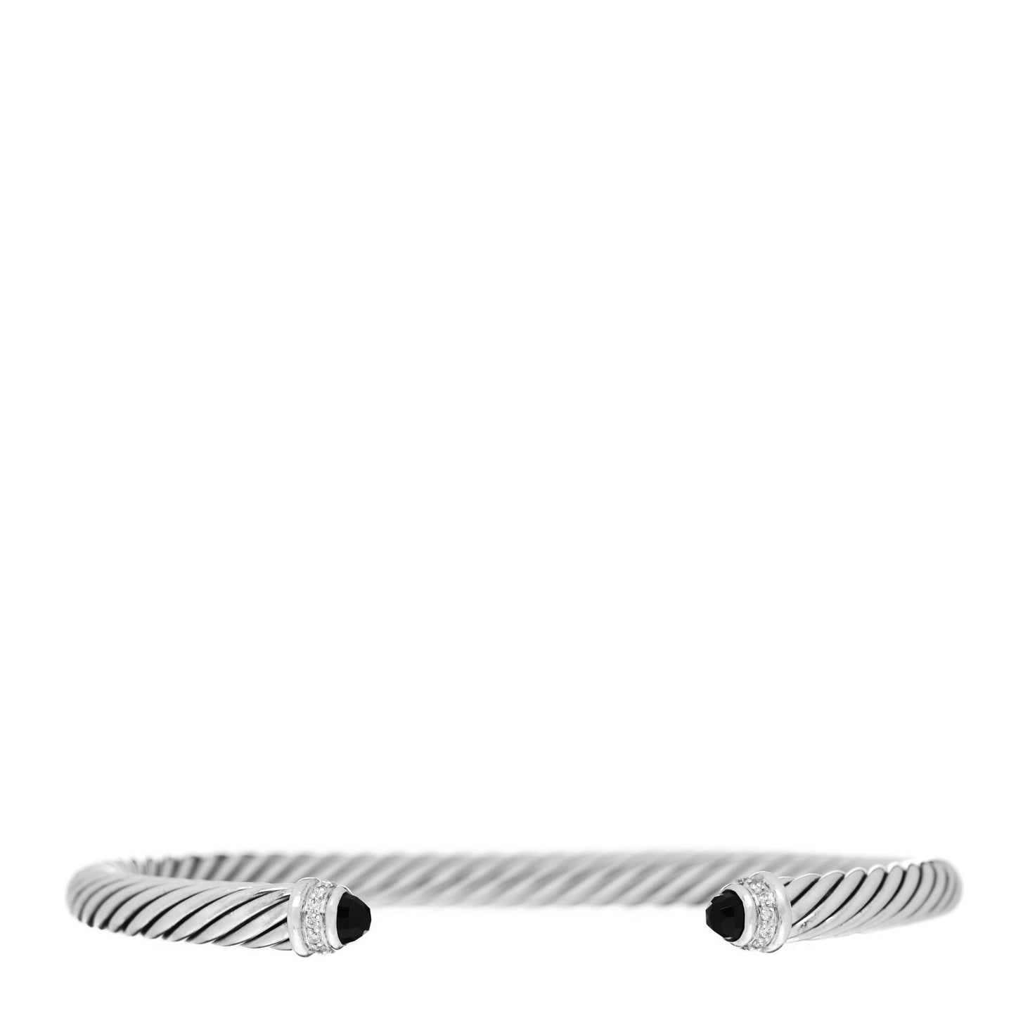 Sterling Silver Diamond Black Onyx 5mm Cable Classics Bracelet