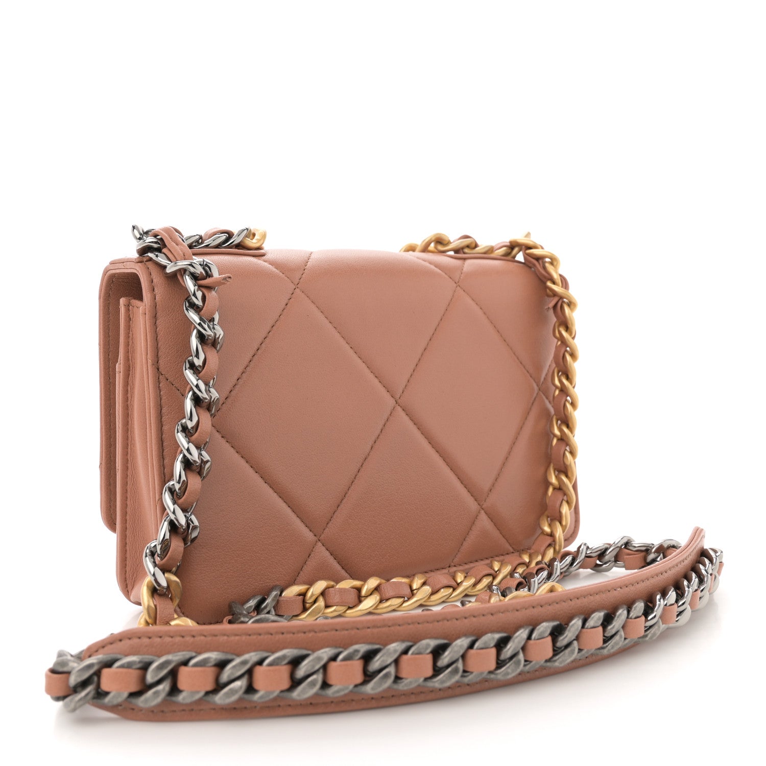 Chanel Lambskin Quilted Chanel 19 Wallet On Chain WOC Brown 3 of 12