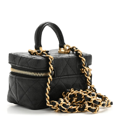 Chanel Caviar Quilted Mini Top Handle Vanity With Chain Black 3 of 11