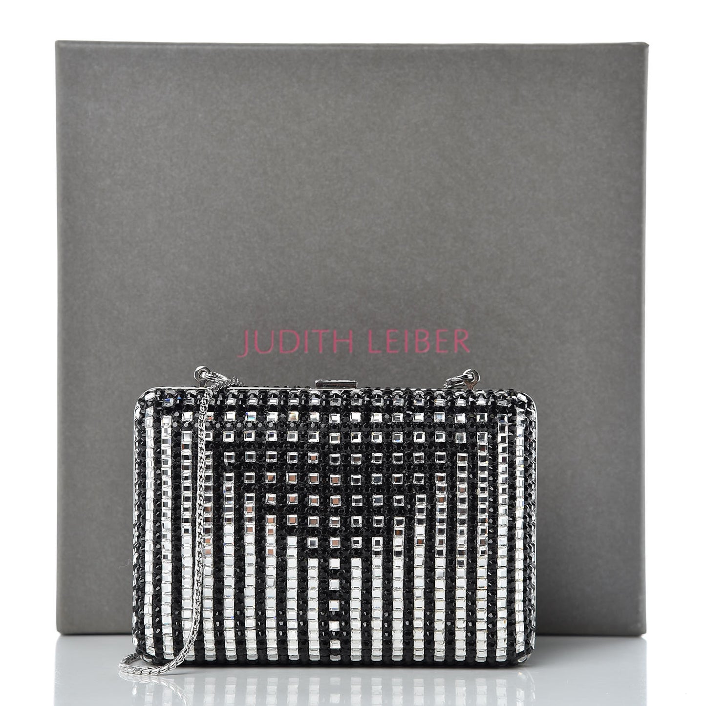 Crystal Minaudière Clutch Black Silver