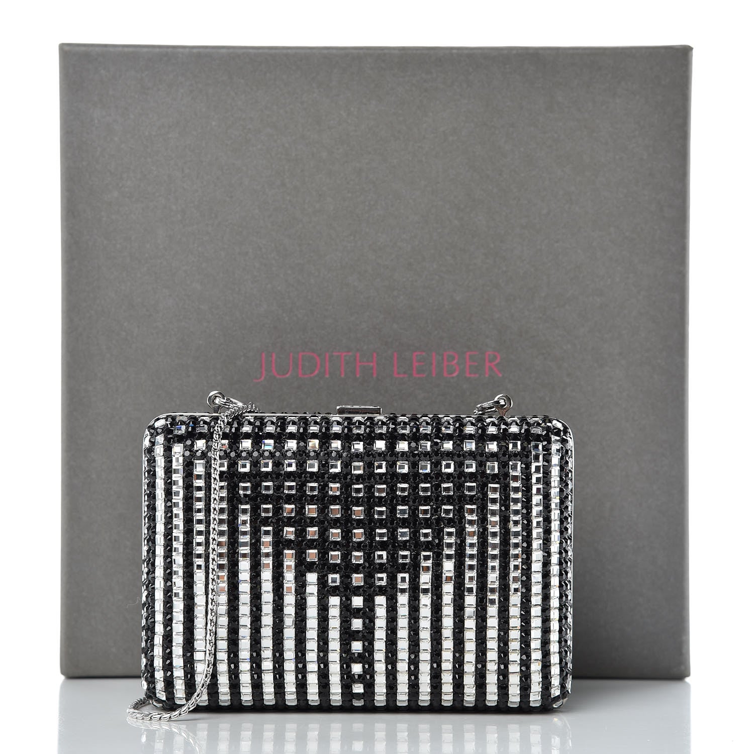 Judith Leiber Crystal Minaudière Clutch Black Silver 11 of 11