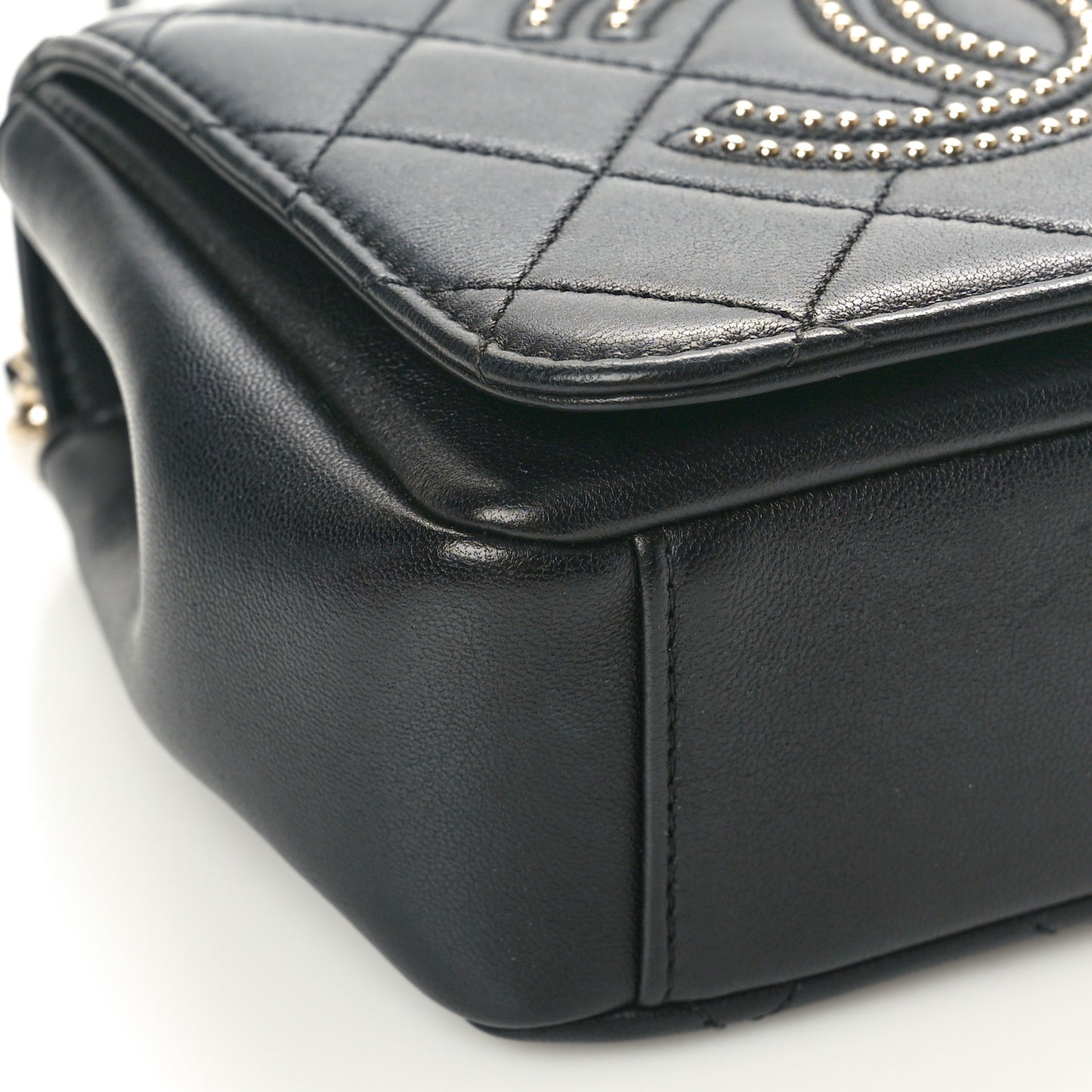 Lambskin Quilted Studded Beauty Begins Flap Black