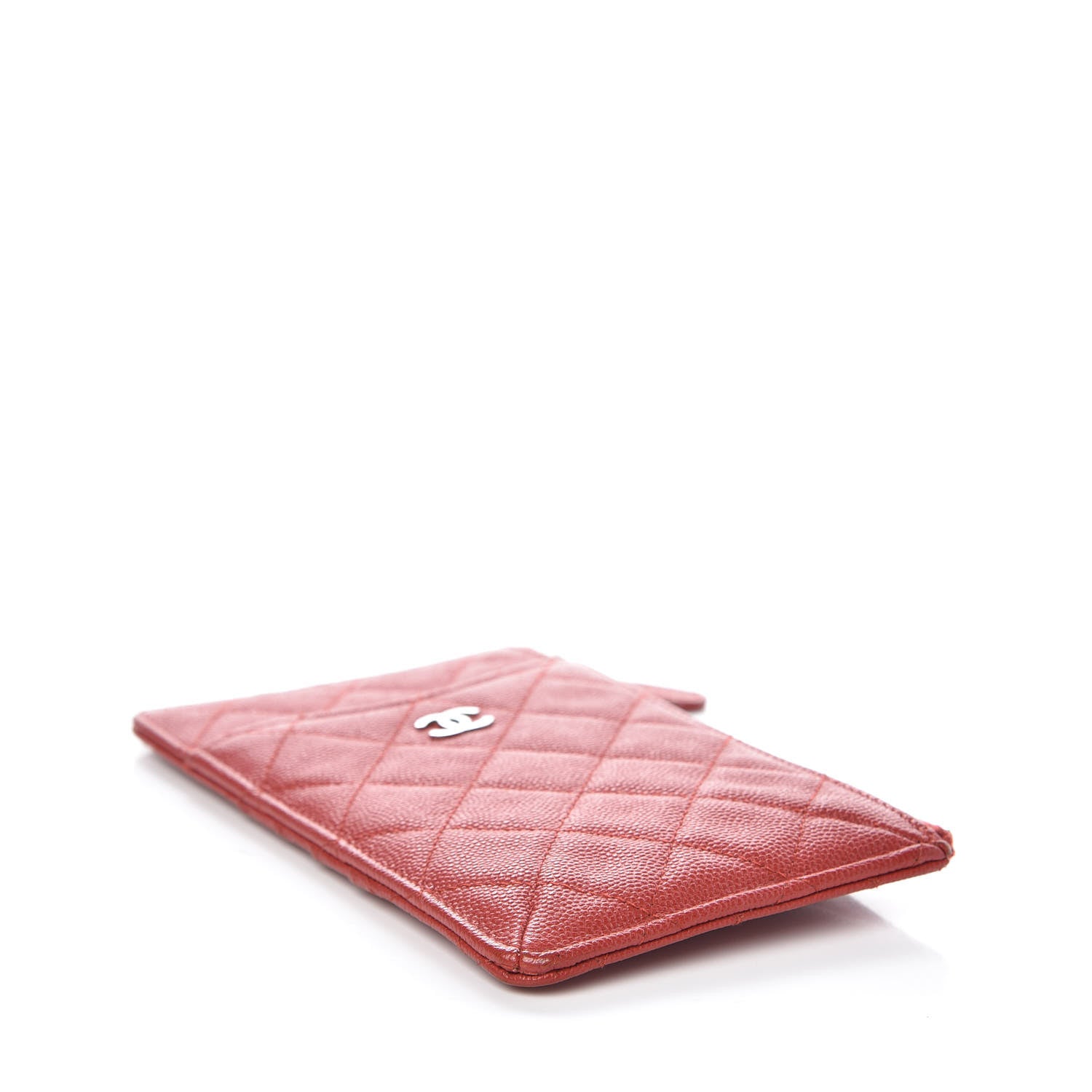 Chanel Caviar Quilted Classic Flat Wallet Pouch Red 4 of 7