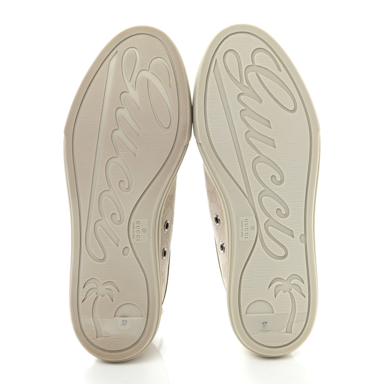 Gucci Washed Cotton GG Monogram Calfskin Womens Low Top Sneakers 37 White Mystic White Great White 5 of 8
