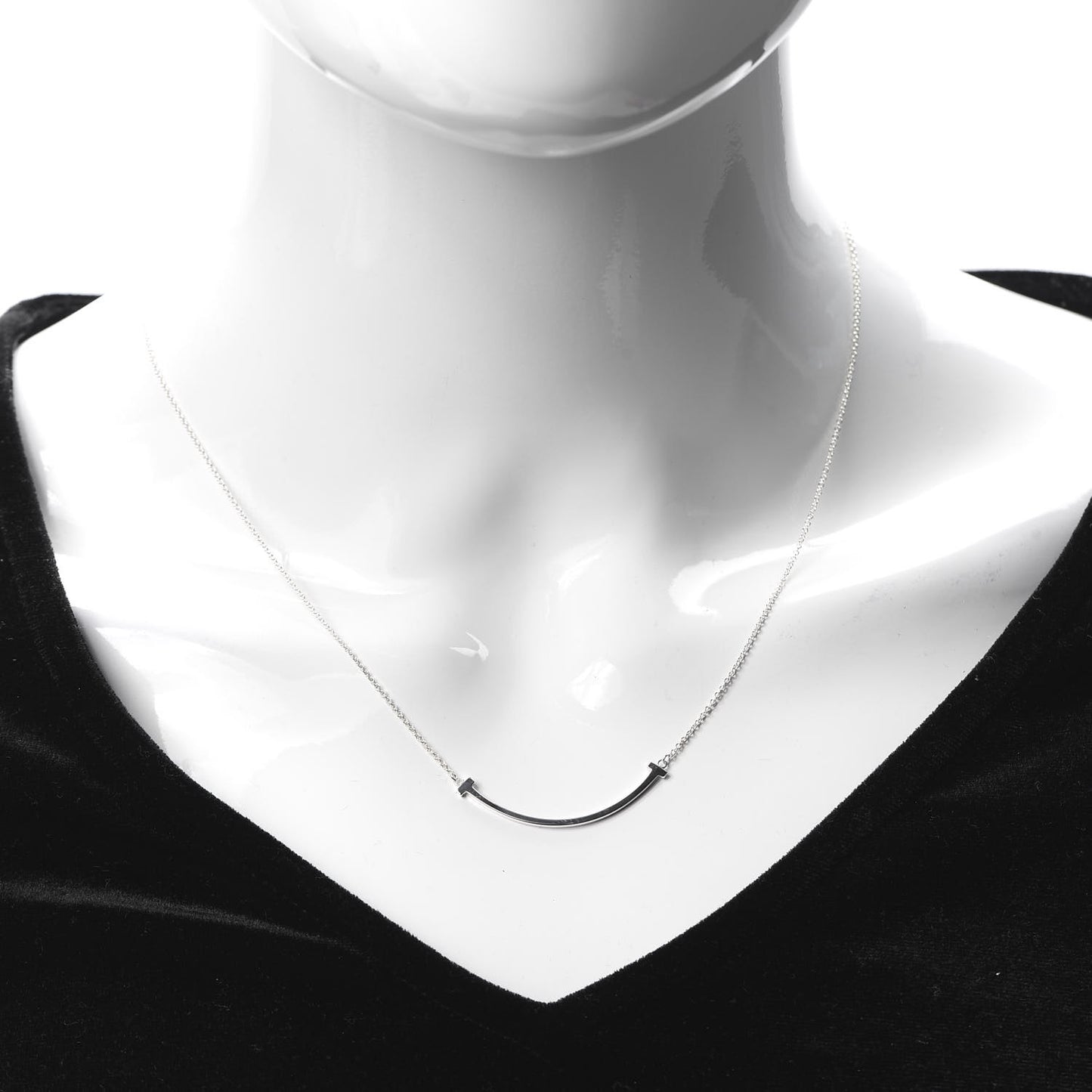 Sterling Silver Small T Smile Pendant Necklace