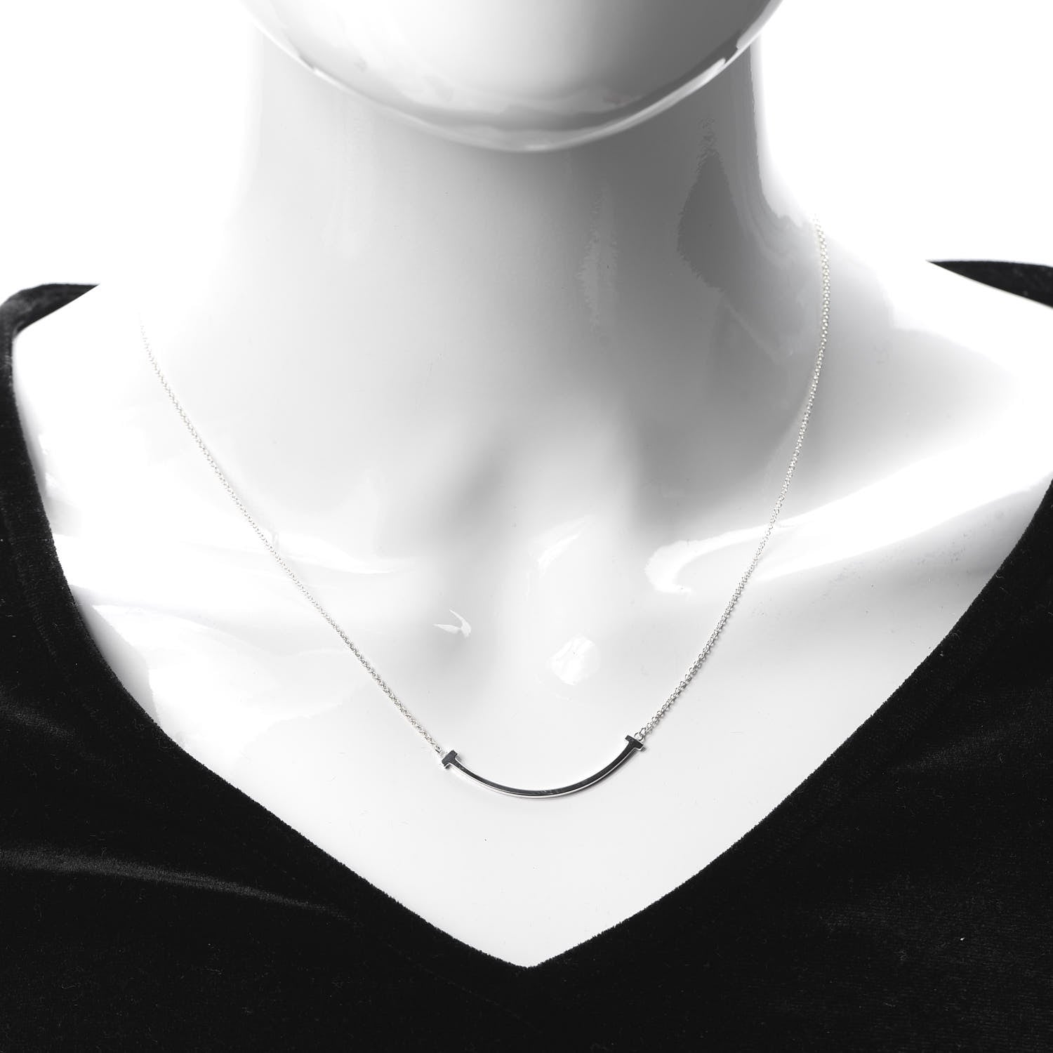 Tiffany Sterling Silver Small T Smile Pendant Necklace 2 of 6
