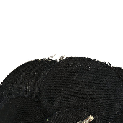 Chanel Tweed Camellia Pin Brooch Black 3 of 3