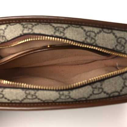 Gucci GG Supreme Monogram Textured Calfskin Retro Interlocking G Travel Pouch Beige Ebony Brown Sugar 5 of 9