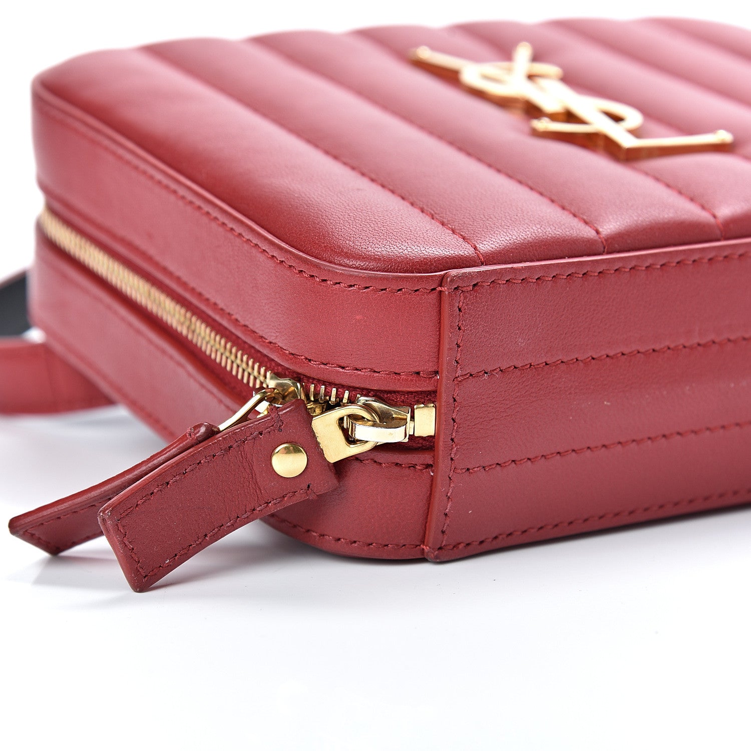 Saint Laurent Lambskin Matelasse Vicky Monogram Belt Bag Eros Red 9 of 12