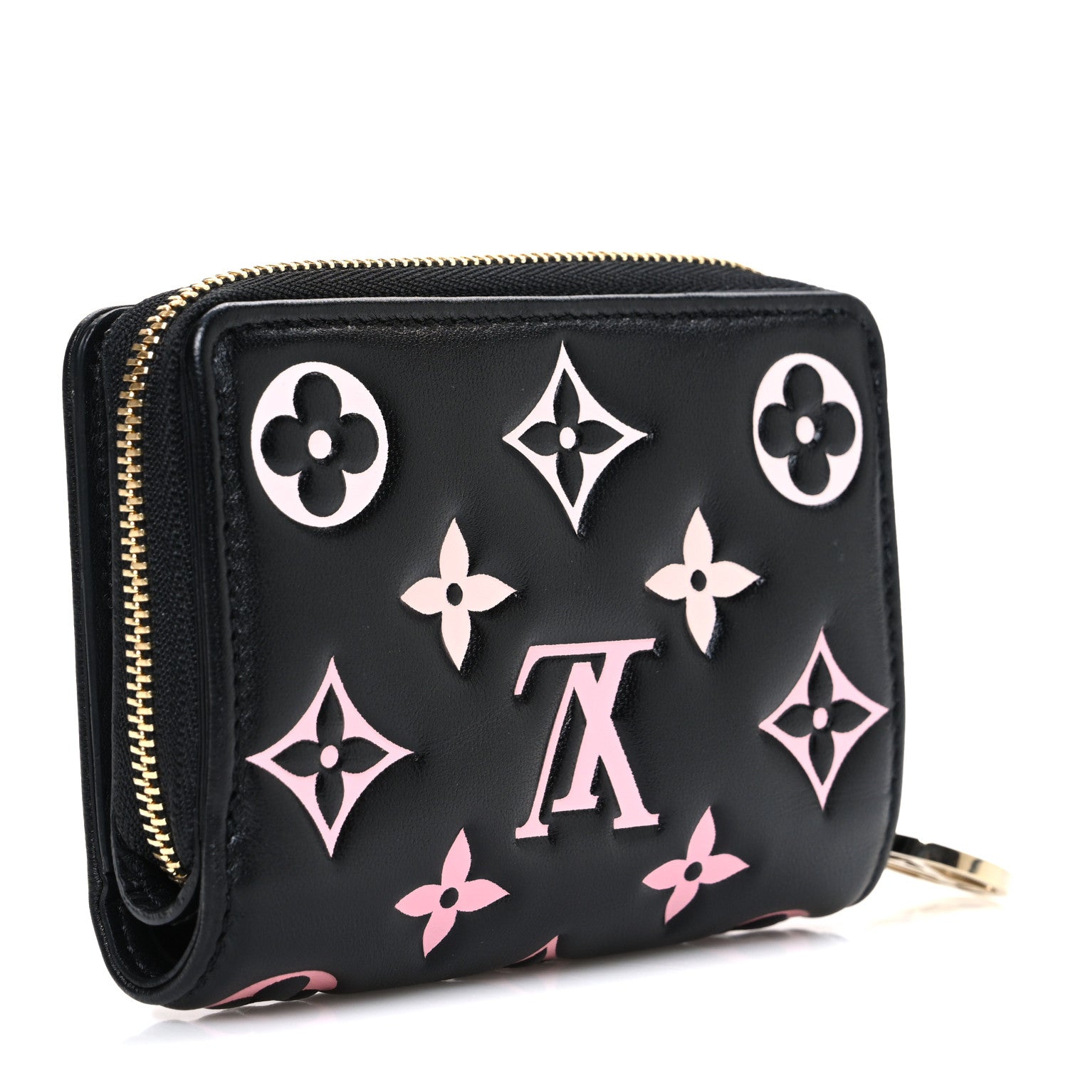 Louis Vuitton Lambskin Embossed Monogram LV Ski Lou Coussin Wallet Black Pink 3 of 6