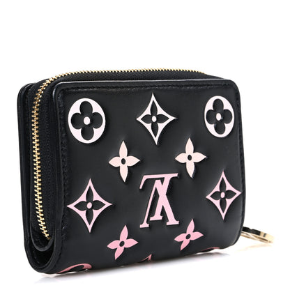 Louis Vuitton Lambskin Embossed Monogram LV Ski Lou Coussin Wallet Black Pink 3 of 6