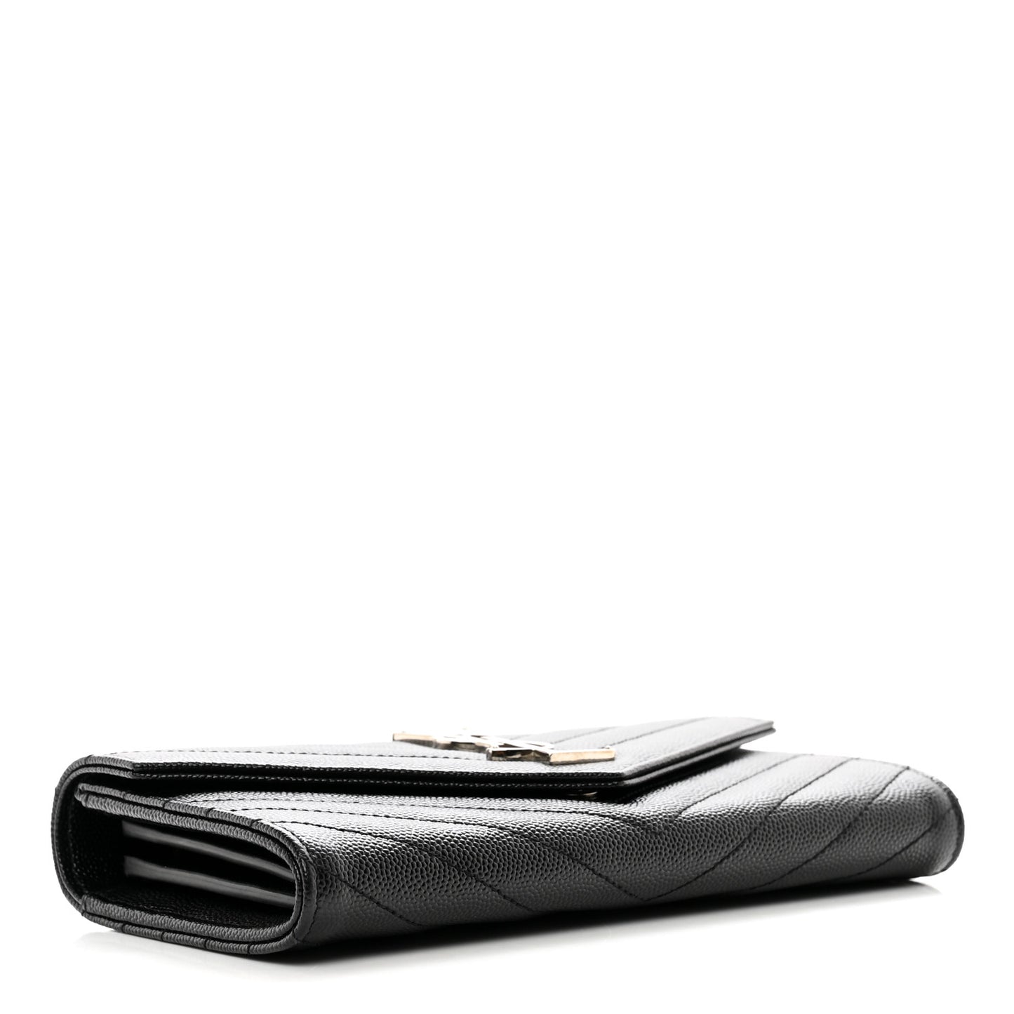 Grain De Poudre Matelasse Chevron Monogram Flap Wallet Black